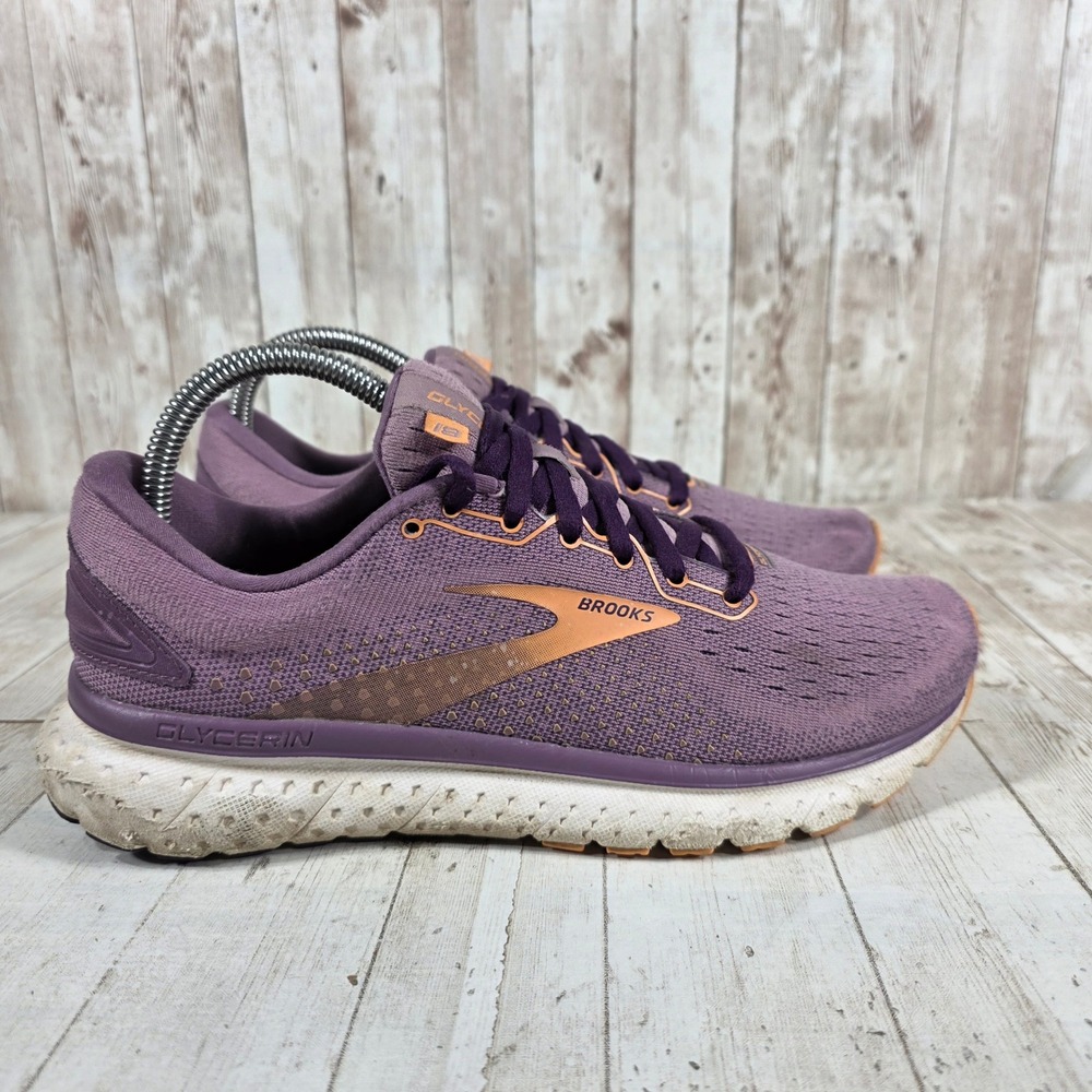 Brooks Glycerin 18 Womens Purple Orange Running Shoes 1203171B590 Size 8.5